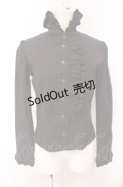 画像1: MILK / スタンドネックフリルブラウス  クロ系 O-25-04-30-2142-ML-BL-IG-OS