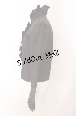 画像2: MILK / スタンドネックフリルブラウス  クロ系 O-25-04-30-2142-ML-BL-IG-OS