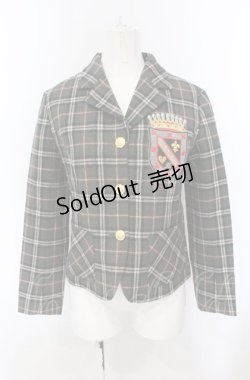 画像1: MILK / エンブレムワッペンチェックジャケット  グリーン O-25-04-30-2147-ML-JA-IG-OS