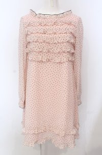 MILK / フロッキードットフリルワンピース  ピンク×クロ O-25-04-30-2149-ML-OP-IG-OS
