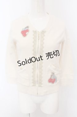 画像1: MILK / イチゴ&チェリーワッペンZIPカーデ  アイボリー O-25-04-30-2163-ML-TO-IG-OS