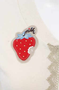 画像2: MILK / イチゴ&チェリーワッペンZIPカーデ  アイボリー O-25-04-30-2163-ML-TO-IG-OS
