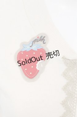 画像2: MILK / イチゴ&チェリーワッペンZIPカーデ  アイボリー O-25-04-30-2163-ML-TO-IG-OS
