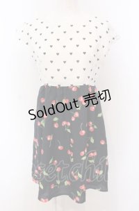 MILK / ハートチェリーハーフワンピース  シロ×ネイビー O-25-04-30-2167-ML-OP-IG-OS