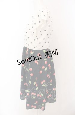 画像2: MILK / ハートチェリーハーフワンピース  シロ×ネイビー O-25-04-30-2167-ML-OP-IG-OS