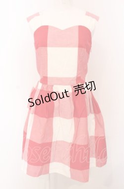 画像1: MILK / GINGHAMドレス  アカ×シロ O-25-04-30-2169-ML-OP-IG-OS