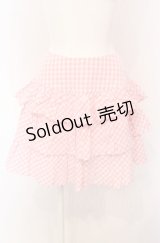 MILK / マーガレット刺繍ギンガムティアードスカート  ピンク O-25-04-30-2172-ML-SK-IG-OS