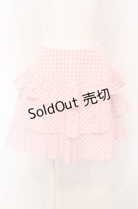MILK / マーガレット刺繍ギンガムティアードスカート  ピンク O-25-04-30-2172-ML-SK-IG-OS