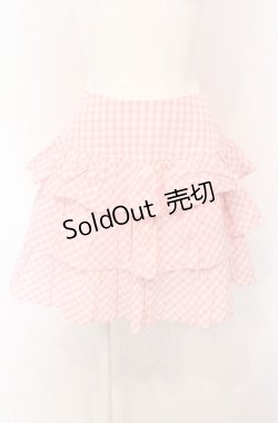 画像1: MILK / マーガレット刺繍ギンガムティアードスカート  ピンク O-25-04-30-2172-ML-SK-IG-OS