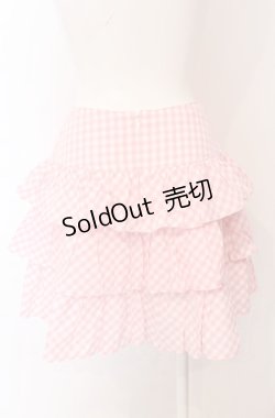 画像4: MILK / マーガレット刺繍ギンガムティアードスカート  ピンク O-25-04-30-2172-ML-SK-IG-OS