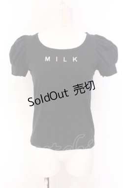 画像1: MILK / ロゴ刺繍半袖カットソー  クロ O-25-04-30-2179-ML-TO-IG-OS