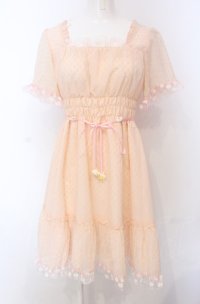 MILK / マーガレット刺繍フリルドビードットワンピース  ピンク O-25-04-30-2180-ML-OP-IG-OS