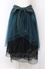axes femme POETIQUE / バックフリルチュールスカート  グリーン O-25-04-30-2184-AX-SK-IG-OS