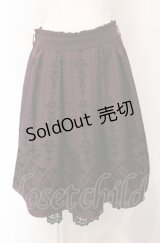 axes femme / 花フロッキープリントスカート  ワイン O-25-04-30-2185-AX-SK-IG-OS