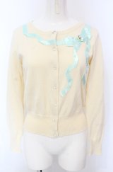 Emily Temple cute / サテンリボンニットカーディガン  アイボリー×ミント O-25-04-30-2190-ET-TO-IG-OS