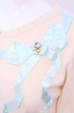 画像2: Emily Temple cute / サテンリボンニットカーディガン  アイボリー×ミント O-25-04-30-2190-ET-TO-IG-OS