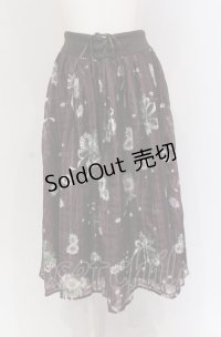 Secret Honey / シャドーチェック花柄ミディスカート  ワイン O-25-04-30-2022-CA-SK-IG-OS