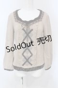 axes femme / パッチワークアーガイルプルオーバー M ピンクベージュ O-25-04-30-2003-AX-TO-IG-OS