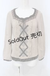 axes femme / パッチワークアーガイルプルオーバー M ピンクベージュ O-25-04-30-2003-AX-TO-IG-OS