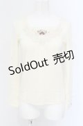 axes femme / プチ薔薇インナーカットソー M アイボリー O-25-04-30-2029-AX-TO-IG-OS