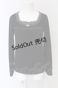 axes femme / はしごレース薔薇インナーカットソー M クロ O-25-04-30-2031-AX-TO-IG-OS