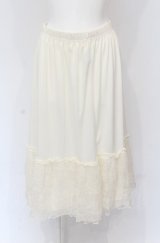 axes femme / 繊細レースミディ丈ペチスカート M アイボリー O-25-04-30-2032-AX-SK-IG-OS