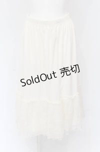 axes femme / 繊細レースミディ丈ペチスカート M アイボリー O-25-04-30-2032-AX-SK-IG-OS