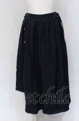 axes femme / サイド釦アシンメトリースカート M ネイビー O-25-04-30-2033-AX-SK-IG-OS
