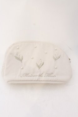 画像1: Maison de FLEUR / すずらんパールラウンドポーチ  アイボリー O-25-04-30-034-LO-ZA-IG-OS