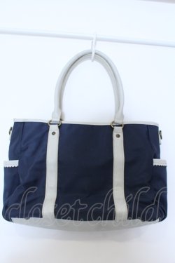 画像7: axes femme / 刺繍入りナイロンバッグ  ネイビー O-25-05-03-004-AX-BG-OW-ZT-K021