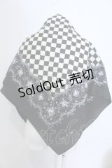 KANEKO ISAO / スカーフ  格子×花柄クロ O-25-05-03-009-EL-ZA-OW-OS