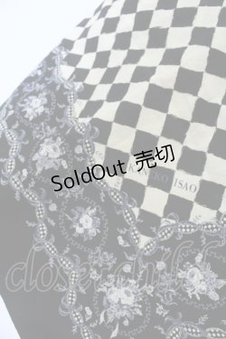 画像2: KANEKO ISAO / スカーフ  格子×花柄クロ O-25-05-03-009-EL-ZA-OW-OS