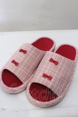 m petit by misako / チェックプチリボンスリッパ  ピンク O-25-05-03-027-LO-ZA-IG-OS