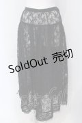 KANEKO ISAO / はしごレース使い刺繍レーススカート  クロ O-25-05-05-029-EL-SK-OW-ZI