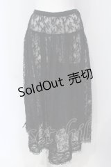 KANEKO ISAO / はしごレース使い刺繍レーススカート  クロ O-25-05-05-029-EL-SK-OW-ZI