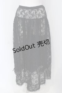 KANEKO ISAO / はしごレース使い刺繍レーススカート  クロ O-25-05-05-029-EL-SK-OW-ZI