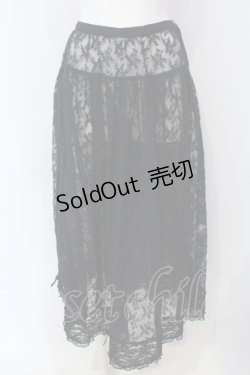 画像1: KANEKO ISAO / はしごレース使い刺繍レーススカート  クロ O-25-05-05-029-EL-SK-OW-ZI