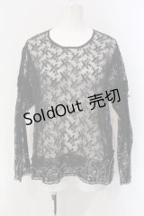 KANEKO ISAO / はしごレース使い刺繍レースブラウス  クロ O-25-05-05-030-EL-BL-OW-OS