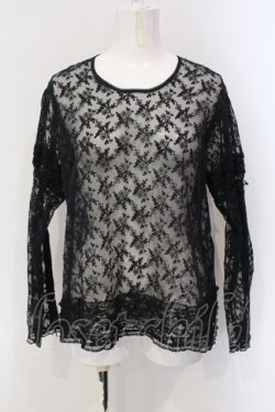 画像1: KANEKO ISAO / はしごレース使い刺繍レースブラウス  クロ O-25-05-05-030-EL-BL-OW-OS