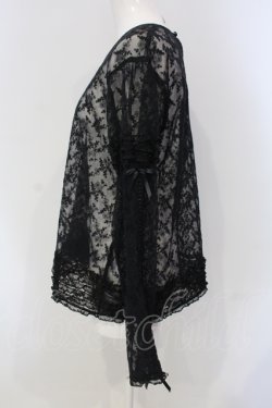 画像2: KANEKO ISAO / はしごレース使い刺繍レースブラウス  クロ O-25-05-05-030-EL-BL-OW-OS