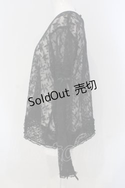 画像2: KANEKO ISAO / はしごレース使い刺繍レースブラウス  クロ O-25-05-05-030-EL-BL-OW-OS