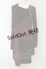 Ozz Croce / ショール風ニットワンピース  ワイン O-25-05-05-047-OO-OP-IG-OS