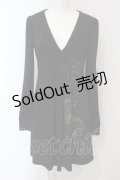 Ozz oneste / 扇プリントカットワンピース  ブラック O-25-05-05-057-OO-OP-IG-OS