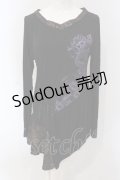 gouk / 龍プリントカットチュニック  ブラック×パープル O-25-05-05-058-GO-TO-IG-OS