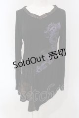gouk / 龍プリントカットチュニック  ブラック×パープル O-25-05-05-058-GO-TO-IG-OS