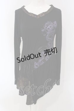 画像1: gouk / 龍プリントカットチュニック  ブラック×パープル O-25-05-05-058-GO-TO-IG-OS