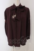 axes femme / 刺繍入りリボンロングブラウス M ワイン O-25-05-05-071-AX-BL-OW-OS