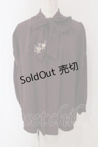 axes femme / 刺繍入りリボンロングブラウス M ワイン O-25-05-05-071-AX-BL-OW-OS