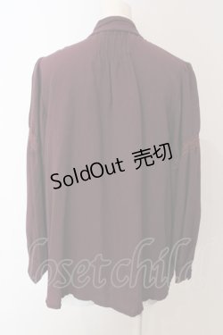 画像4: axes femme / 刺繍入りリボンロングブラウス M ワイン O-25-05-05-071-AX-BL-OW-OS