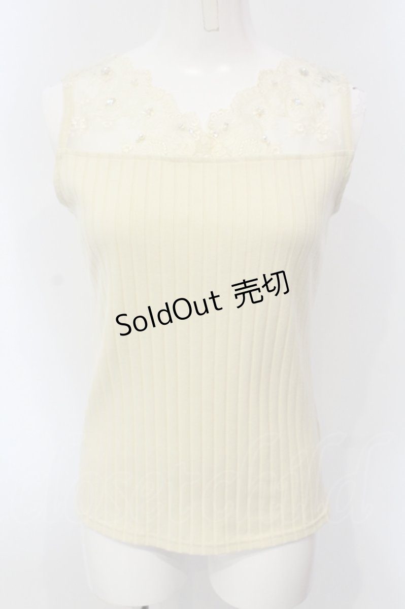 画像1: 【SALE】axes femme / 繊細レースタンク M キナリ O-25-05-05-072-AX-TO-OW-ZT508 (1)